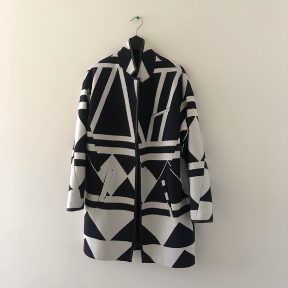 ZARA Geometric Wool Coat - Picture 6 of 8